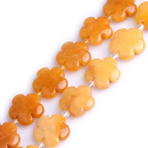 Miniatura 30 de GEM-Inside - 26 cuentas semipreciosas de 0.594 pulgadas (0.591 in) con diseño de flores de plantas naturales de África Bood Jasper para hacer joyas