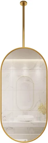 Espejo ovalado grande, espejo dorado montado en el techo con barra para colgar en el techo, espejo de tocador, espejos decorativos para pared baño