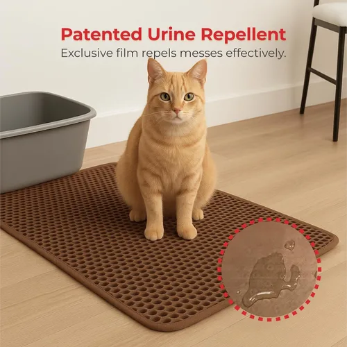 Miniatura 5 de Alfombrilla grande para gatos con exclusiva capa impermeable de orina. Orificios más grandes con opción de almohadilla para cachorros de orina