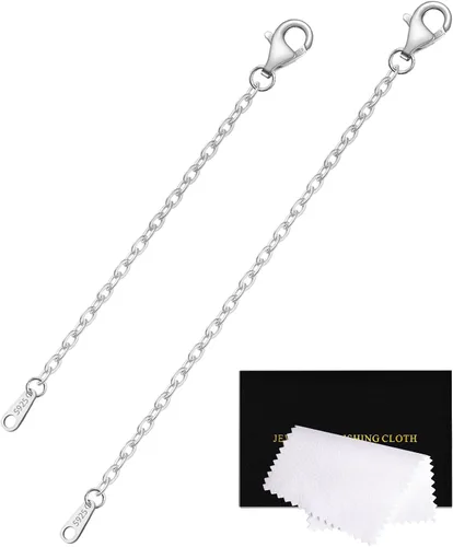 Miniatura 12 de Extensores de cadena dorada para collares, extensiones de pulsera de plata de ley, extensor de collar dorado para mujer, juego de 3 piezas, 1, 2, 3