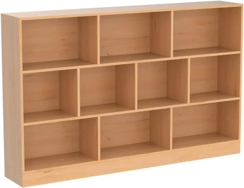 Miniatura 5 de IOTXY Estantería Baja de Estante Abierto - Organizador de Gabinete de Exhibición de Pie de Madera de 3 Niveles con Base, Estantería Horizontal Corta