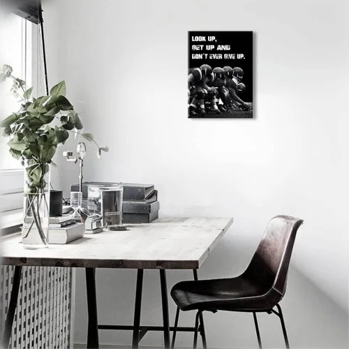 Miniatura 6 de Arte inspirador de pared con texto en inglés «Look Up and Dont Ever Give Up», decoración de fútbol para habitación de niños, fotos de afirmaciones