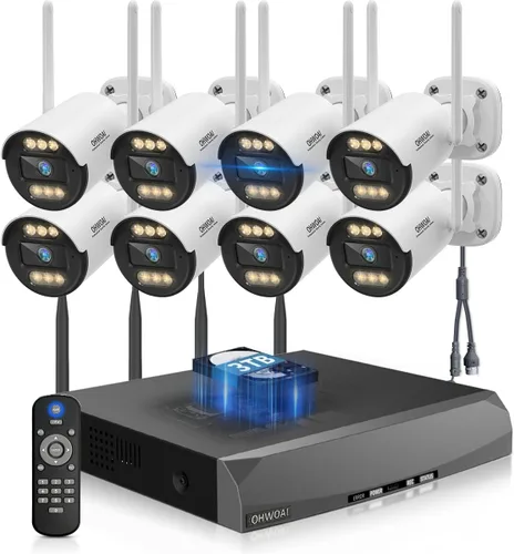 Miniatura 11 de 《130°Ángulo Amplio y Audio Bidireccional》Sistema de Cámara de Seguridad Inalámbrica para Exteriores, Sistemas de Cámaras WiFi, Kits de DVR