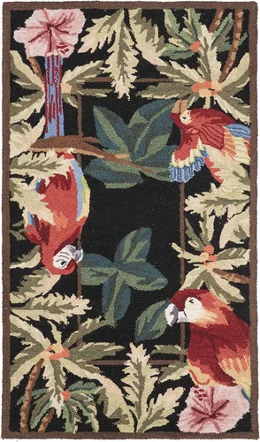 Miniatura 17 de SAFAVIEH Chelsea Collection - Alfombra decorativa de 1 pies 8 pulgadas x 2 pies 6 pulgadas, color negro, lana de campo francesa enganchada a mano