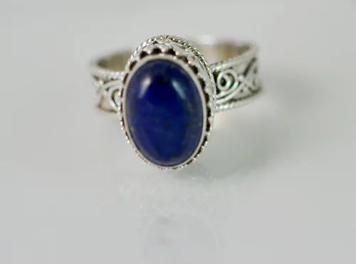 Miniatura 3 de Navya Craft Lapis Lazuli Ring, 925 Sterling Silver Handmade Statement Promise Ring for Women, Natural Lapis Lazuli Oval Gemstone Ring, September