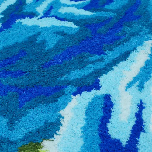 Alfombrilla Abreeze con 4 rosas, alfombrillas con diseño de flores azul, hecha a mano, antideslizante (no se desliza), alfombrilla moderna, de puede