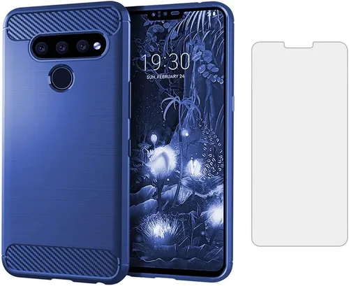 Asuwish Funda de teléfono para LG V50 ThinQ con protector de pantalla de vidrio templado y accesorios de celda delgada y suave de goma de silicona