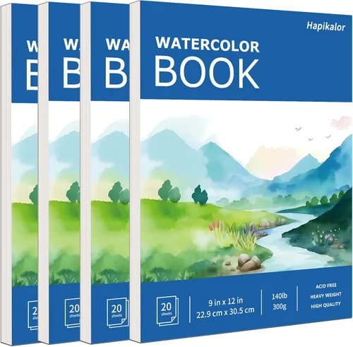 Miniatura 8 de Hapikalor Bloc de Papel de Acuarela, Papel de Acuarela de 9"x12", Libro de Papel de Dibujo y Pintura de Artista de 140lb/300gsm, Suministros de Arte