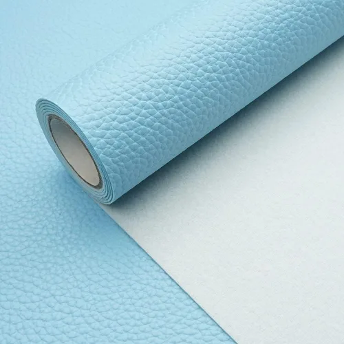 Miniatura 3 de Tela de cuero de imitación de textura litchi azul bebé PU 11.8x53.14 pulgadas (30x135 cm) de 1.13 mm de espesor para tapicería, manualidades