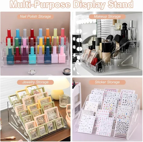 Miniatura 4 de SUTOKAKA Organizador de exhibición de esmalte de uñas, soporte para lentes de acrílico transparente, estante de almacenamiento de aceite esencial