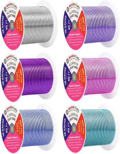 Miniatura 11 de Mandala Crafts - Alambre de aluminio anodizado de 8 calibre para hacer joyas - 9.75 m de alambre flexible negro colorido - Flexible para bonsái