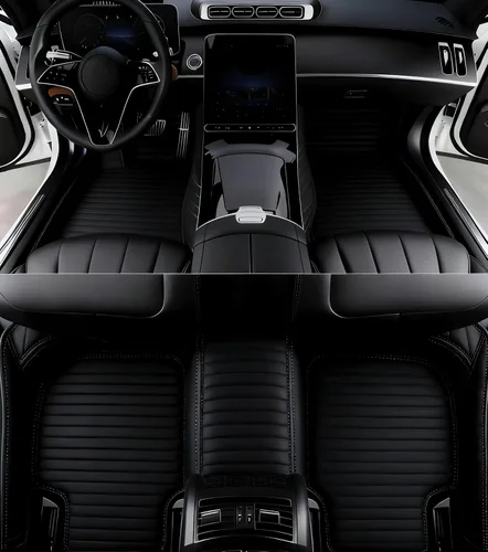 Tapetes de cuero de protección personalizados para todo tipo de clima para autos, sedán, SUV, automóvil deportivo, tapete impermeable (negro)