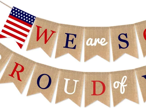 Miniatura 2 de Decoraciones para fiesta del Día de los Veteranos, bandera estadounidense con la frase "We Are so Proud of You", con soldados patrióticos, Día