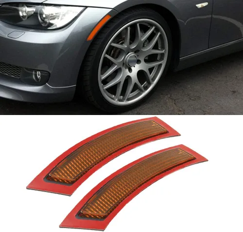 2 unidades para E92 E93 Serie 3 2P 2007-2013, reflector de parachoques delantero lateral con lente ámbar