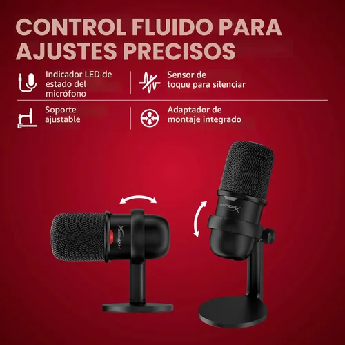 Miniatura 5 de HyperX SoloCast - Micrófono de condensador USB para juegos, para PC, PS4, PS5 y Mac, sensor de toque para silenciar, patrón polar cardioide, ideal