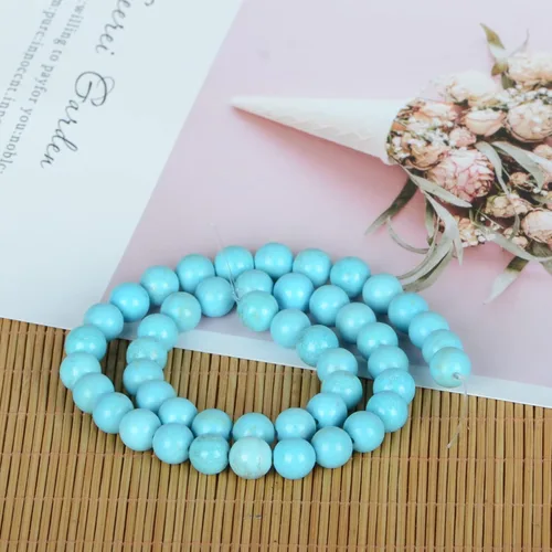 Miniatura 5 de Piedra natural (turquesa azul), cuentas redondas sueltas, piedra energética, potencia curativa para hacer joyas, 1 hebra, 60-62