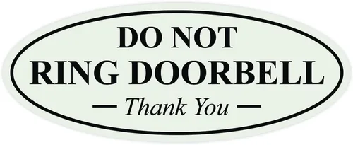 Miniatura 28 de All Quality Cartel de agradecimiento ovalado con texto en inglés «Do not Ring DOORBELL», color negro, pequeño, 1 paquete