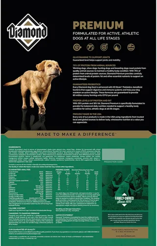 Miniatura 2 de Diamond Alimento seco para perros adultos de alta energía 24/20 para perros altamente activos, deportivos y de trabajo, bolsa de 50 libras
