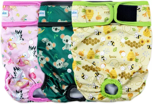 Leekalos Pañales reutilizables lavables para perras, pañales para perras, altamente absorbentes, pañales ajustables para cachorros, pañales para