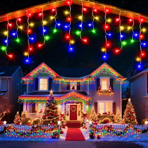 Miniatura 7 de Luz de hielo de 49 pies para exterior, 480 luces LED de Navidad para exteriores, iluminación de hielo de Navidad con 11 modos y temporizador