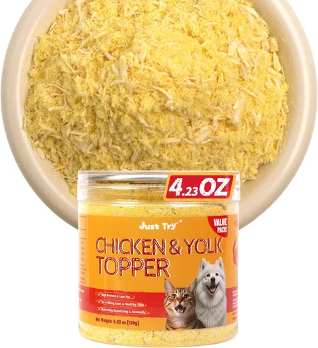 Miniatura 9 de Just Try 4.23 onzas de carne de res y yema de huevo para gatos con yema de huevo liofilizada, alto soporte de proteínas y hierro para perros y gatos