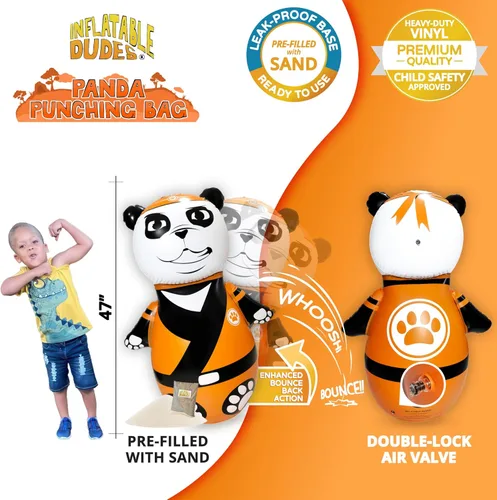 Miniatura 3 de INFLATABLE DUDES Animal -Kids Punching Bag Already Filled with Sand Bop Bag Premium Inflatable Toy Punching Bag for Kids Enhanced