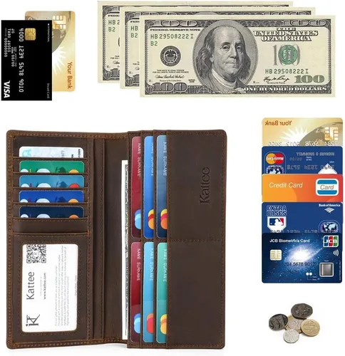 Miniatura 6 de Kattee cartera plegadiza clásica de cuero para hombre