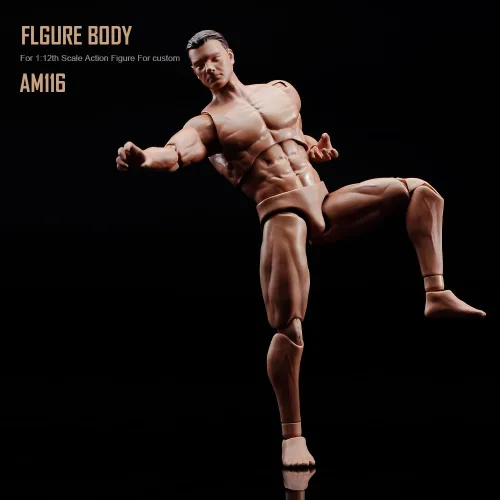 Miniatura 6 de Figura de acción masculina a escala 1:12 AM116 Cuerpo de figura masculina muscular personalizada flexible de 6 pulgadas, muñecas de PVC en miniatura
