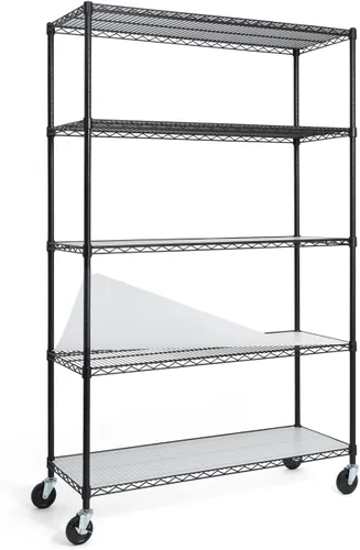 Miniatura 26 de CAPHAUS NSF - Estantería de alambre de grado comercial de alta resistencia con ruedas, patas niveladoras y forros, estante de metal