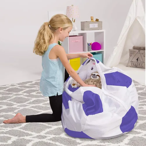 Miniatura 63 de Posh Stuffable - Sillón puff con almacenamiento para niños, contenedor de animales de peluche, organizador de juguetes de niños Lona rayas verde
