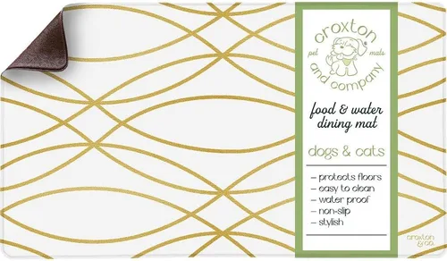 CROXTON & CO. Alfombrilla antideslizante de imitación de cuero para colocar la alimentación de mascotas para cuencos de perros | Alfombrilla grande