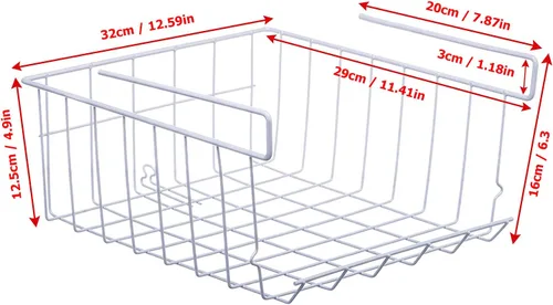 Miniatura 2 de Cesta de almacenamiento debajo del estante, paquete de 2 cestas de almacenamiento de alambre de metal para colgar debajo del estante, organizador