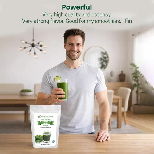 Miniatura 7 de Z Natural Foods Polvo de jugo de pasto de trigo orgánico, polvo superalimento para un envejecimiento saludable y digestión, ideal para jugos, yogur
