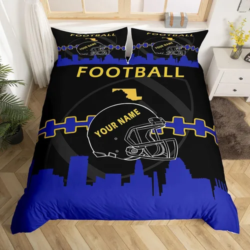Miniatura 18 de Erosebridal Juego de funda de edredón personalizada para niños y niñas, juego de cama de jugadores de fútbol, funda de edredón de rugby con 1 funda