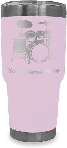 Miniatura 18 de LaserGram Vaso aislado al vacío de 20 onzas, juego de batería, grabado personalizado incluido (negro)