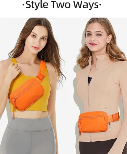 Miniatura 21 de WESTBRONCO Riñoneras para mujeres y hombres, bolsa para cinturón con bolsillos con cremallera, riñoneras modernas, bolsas cruzadas ligeras de 1