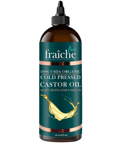 Aceite de Ricino Orgánico (16oz) - Botella de Aceite de Ricino Orgánico Puro, Hexano Libre, Prensado en Frío, Sin Refinar - Aceite Natural para el