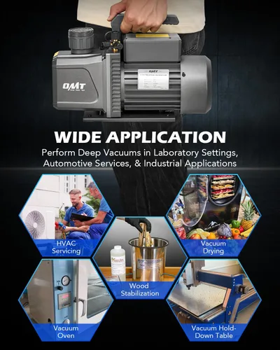 Miniatura 5 de Orion Motor Tech Bomba de vacío de 2 etapas, bomba de vacío de paletas rotativas HVAC de 9 cfm 3/4 hp con vacío definitivo de 1.5 micrones, bomba