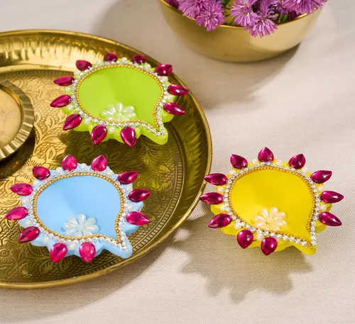 Miniatura 4 de Indotribe 12 piezas de diyas de 3 pulgadas para Pooja Clay Diya para decoraciones de Diwali para decoración del hogar, regalos de regreso