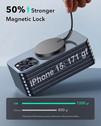 Miniatura 3 de ESR para Cargador MagSafe de 15W Cargador Inalámbrico para iPhone 17/16/15/14/13/12 Almohadilla de Carga Magnética de Apple para AirPods 4/3/Pro/Pro
