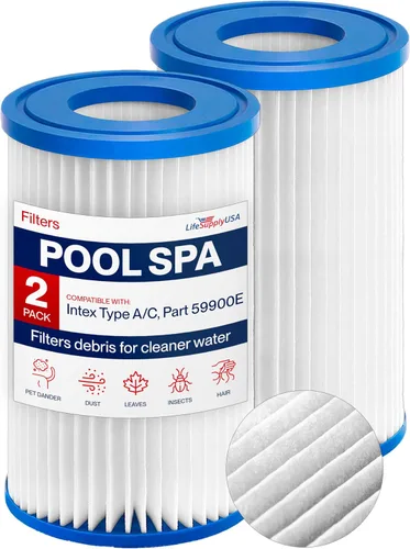 LifeSypplyUSA - Cartucho de filtro de filtro de piscina tipo A/C compatible con 59900E para piscinas sobre el suelo, filtro de spa (paquete de 2)