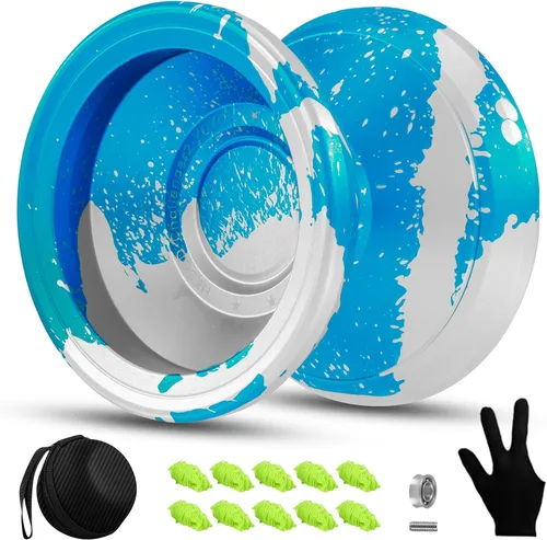 Miniatura 6 de C2 Yoyo - Yoyos profesionales sensibles, principiantes y adultos, yoyos de doble función, yoyo de metal con bolsa, guantes, 10 cuerdas de yoyo y kit