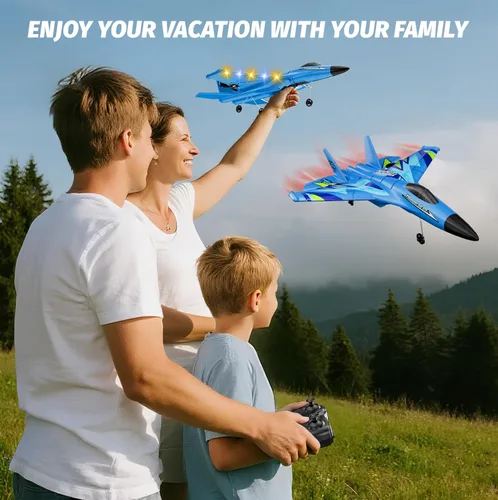 Miniatura 7 de Avión RC de espuma con 3 baterías, avión de control remoto RC Jet helicóptero avión para niños, adultos principiantes, caza RC fácil de volar, avión