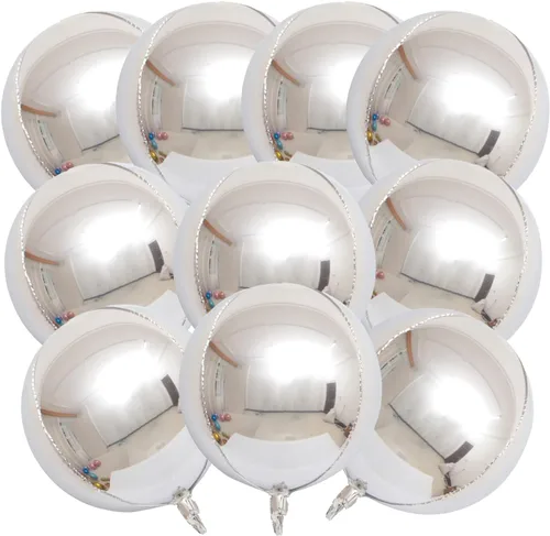 Miniatura 31 de KALOR Globos de papel de aluminio de 22 pulgadas de feliz año nuevo, 10 piezas, globos grandes 4D gigantes redondos de papel de aluminio metálico