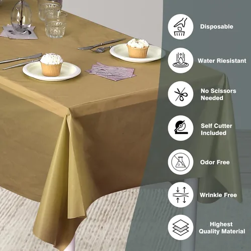 Miniatura 28 de Rollo de plástico para cubierta de mesa color verde manzana, 40 pulgadas x 100 pies, rollo de plástico resistente para cubierta de mesa de banquetes
