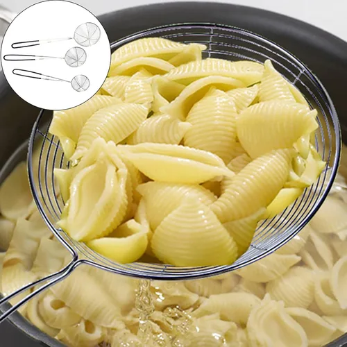 Miniatura 5 de Colador de araña de acero inoxidable sólido para cocinar y freír, utensilios de cocina, colador de alambre, cuchara coladora de pasta con mango