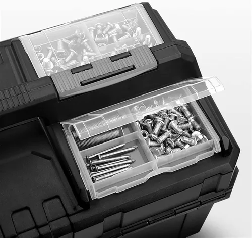 Miniatura 3 de Caja de herramientas portátil, caja de herramientas multifuncional, organizador de herramientas con compartimentos ajustables, caja de herramientas