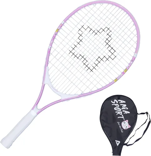 Miniatura 12 de AMA SPORT Raqueta de tenis para niños pequeños, kit de iniciación de raqueta de tenis de 17 a 25 pulgadas para niñas y niños con bolsa de nailon