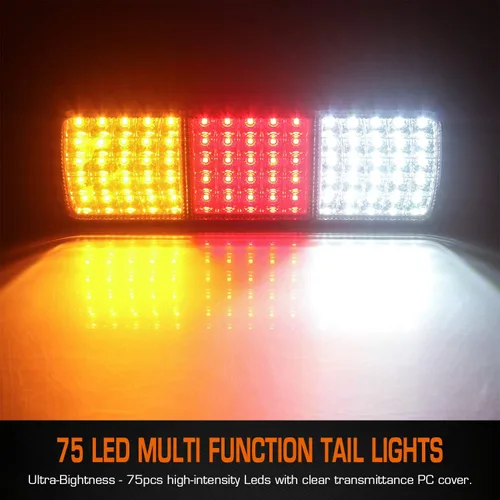 Miniatura 2 de LINKITOM Barra de luz trasera de camión de 75 LED, súper brillante de 12 V, luz trasera de freno de señal de giro para camión, barco, motos