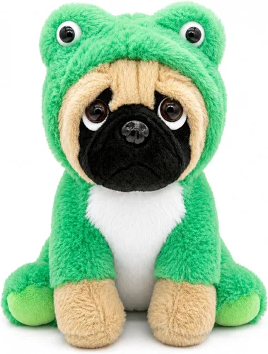 Miniatura 10 de Peluche de Pug de 10 pulgadas, juguete de peluche suave para perro con disfraz de diablo, regalo divertido para niños, novio, novia o amantes